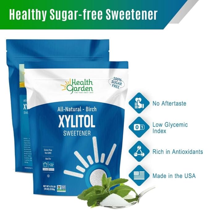 Health Garden Birch Xylitol Sweetener - 4.75 LB Resealable Bag - Pure Birch Xylitol - Non GMO