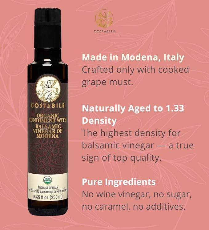 Costabile Modena Balsamic Vinegar Organic Barrel Aged ??Made in Italy, Rich Flavor, Natural