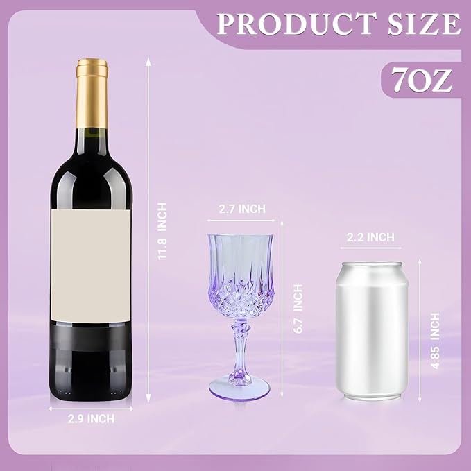Plastic Wine Glasses，Plastic Goblets Vintage Style Cordial Drinking Glasses for Wedding Reception