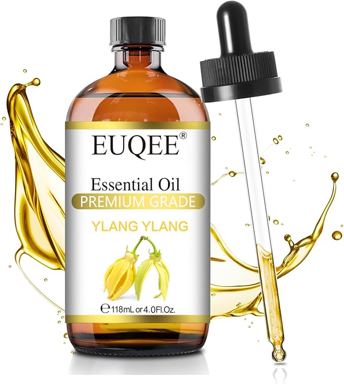 Ylang Ylang Essential Oil 118ml with Glass Dropper, Pure Ylang Ylang Oil for Diffuser, Candle