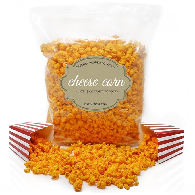 Pop?셄 Popcorn Cheddar Cheese Pop Corn - 40 oz Cheesy Pop Corn Flavored Snacks for Movie Night or