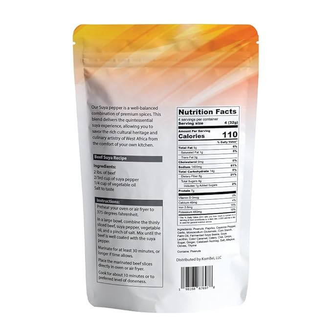 Kombei Suya Seasoning - 7oz (Suya Pepper, Suya Spice, Yaji, Premium African Seasoning for Grilling