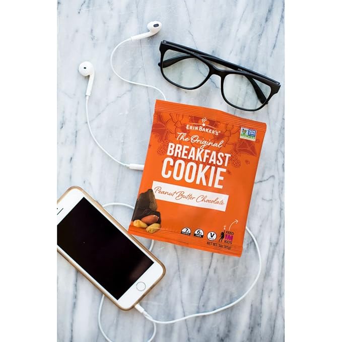 Erin Baker's Breakfast Cookies, Peanut Butter Chocolate, Whole Grain, Non-GMO, 3-ounce (Pack of 12)