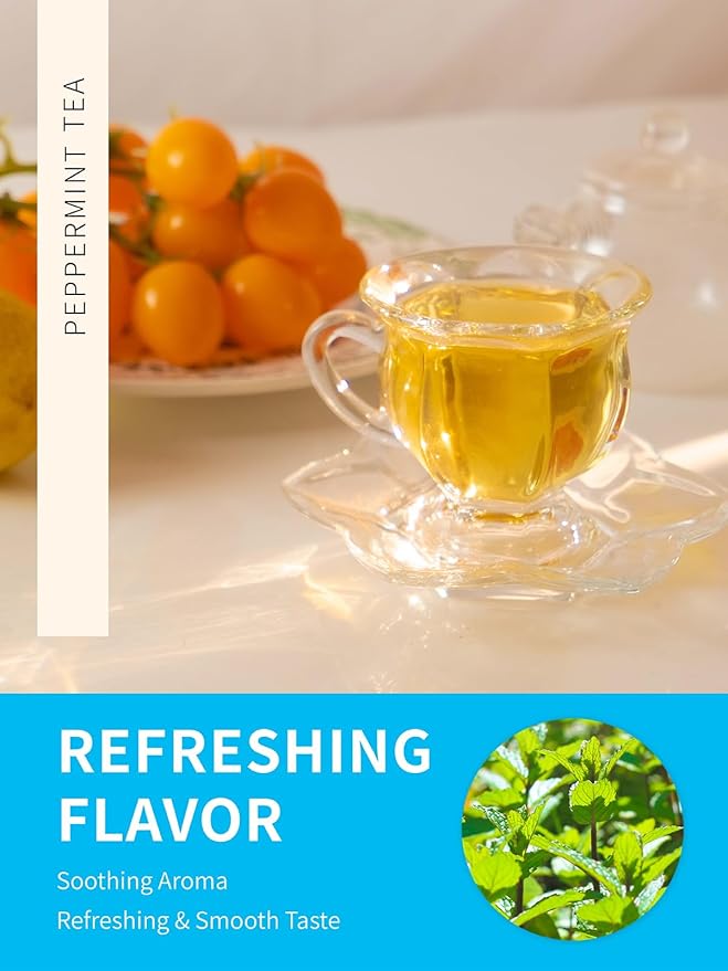 TeeLux Peppermint Tea Bags, Natural Peppermint Herbal Tea, Refreshing & Soothing Mint Tea, Caffeine