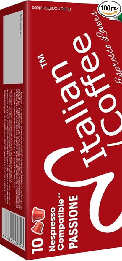 Italian Coffee pods compatible with Nespresso Original machines, Espresso capsules (100 Passione