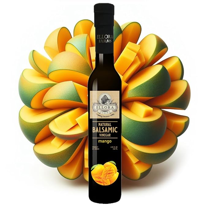 Ellora Farms, Mango fruit Infused Greek Balsamic Vinegar, thick and creamy, no-added sugars