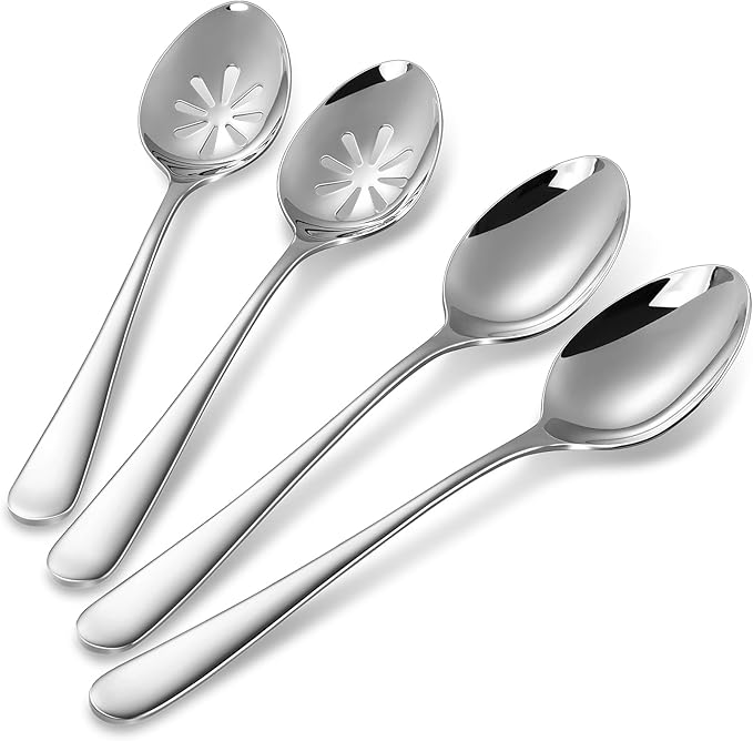 KEAWELL Louise Premium 2 Piece Serving Spoons and 2 Piece Serving Slotted Spoons ??9 inches ??18/10