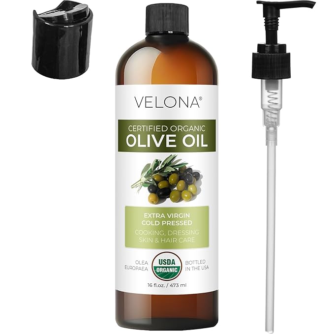 velona USDA Certified Organic Olive Oil - 16 Fl Oz | 100% Pure and Natural Carrier Oil | Extra