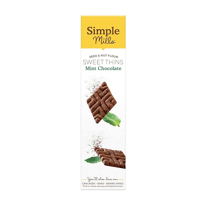 Simple Mills Mint Chocolate Seed and Nut Flour Sweet Thins, Paleo Friendly and Delicious Sweet Thin