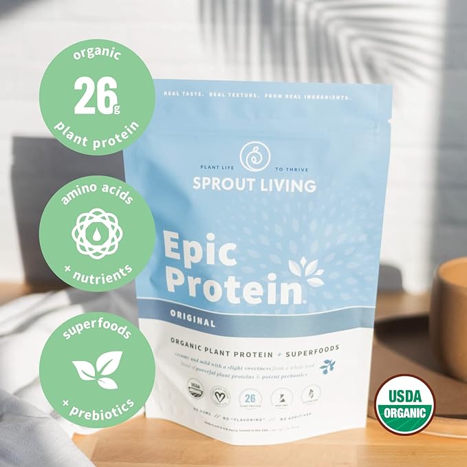Plant Based Protein & Superfoods Powder, Original, Unflavored | Organic Protein Powder, Vegan, Non