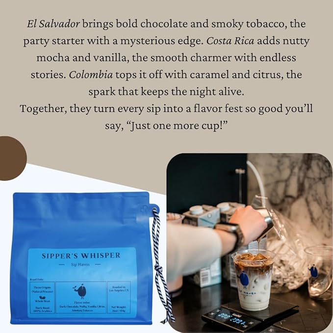 SipHaven | Sipper's Whisper Espresso Blend - Medium Roast Whole Bean Coffee | 1lb (16oz) | Bold