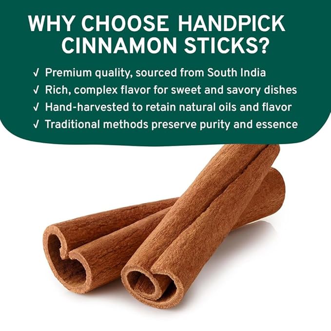 HANDPICK, Cinnamon Sticks (7 oz) 100% Raw, Non-GMO, Gluten-Free | Premium Quality | Resealable