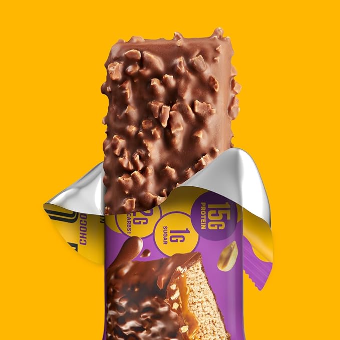 FULFIL Protein Snack Bars, Chocolate Peanut Caramel Flavored, Gluten Free with 15g Protein, Pantry