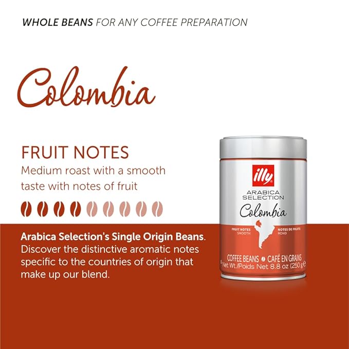 illy Whole Bean Coffee - Perfectly Roasted ??Colombia Medium Roast ??Smooth Taste, Notes of Fruit