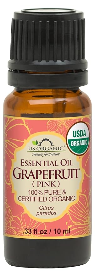 US Organic Grapefruit Pink Essential Oil, USDA Certified Organic, Cold Pressed, 100% Pure, for