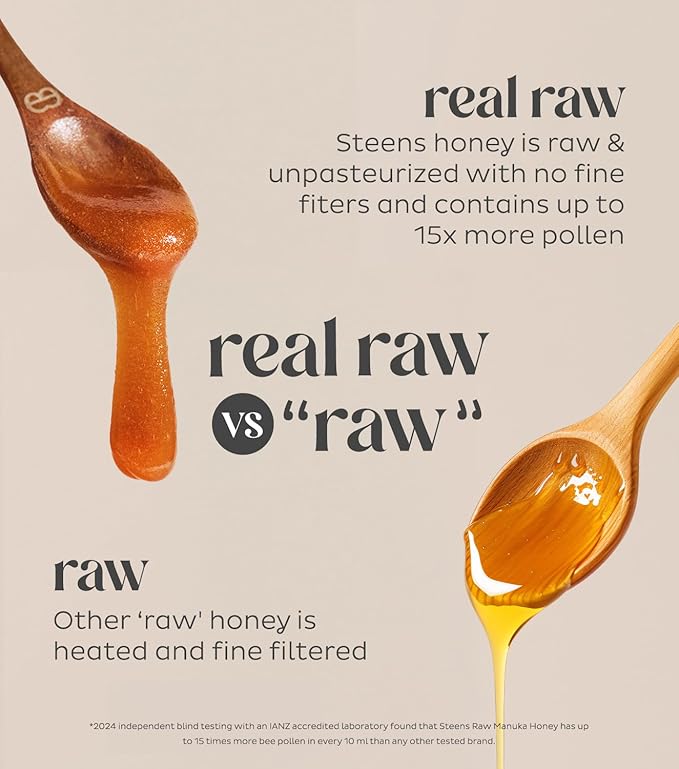 Steens Manuka Honey - MGO 400+ - Pure & Raw 100% Certified UMF 13+ Manuka Honey - Bottled and