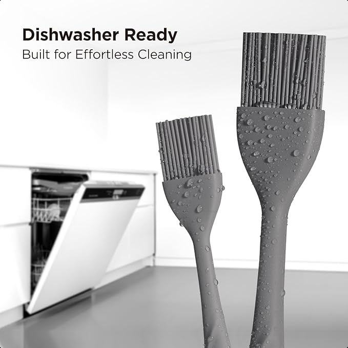 Kitchen Mama WaltzGrip Platinum Silicone Basting Pastry Brush: Set of 2 Heat-Resistant Brushes for