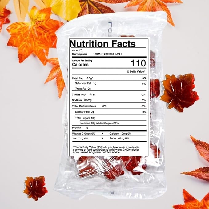 Real Maple Syrup Leaf Drop Candy -Maple Drop Hard Candy- 5oz Bag Maple Syrup Candies - Maple Sugar
