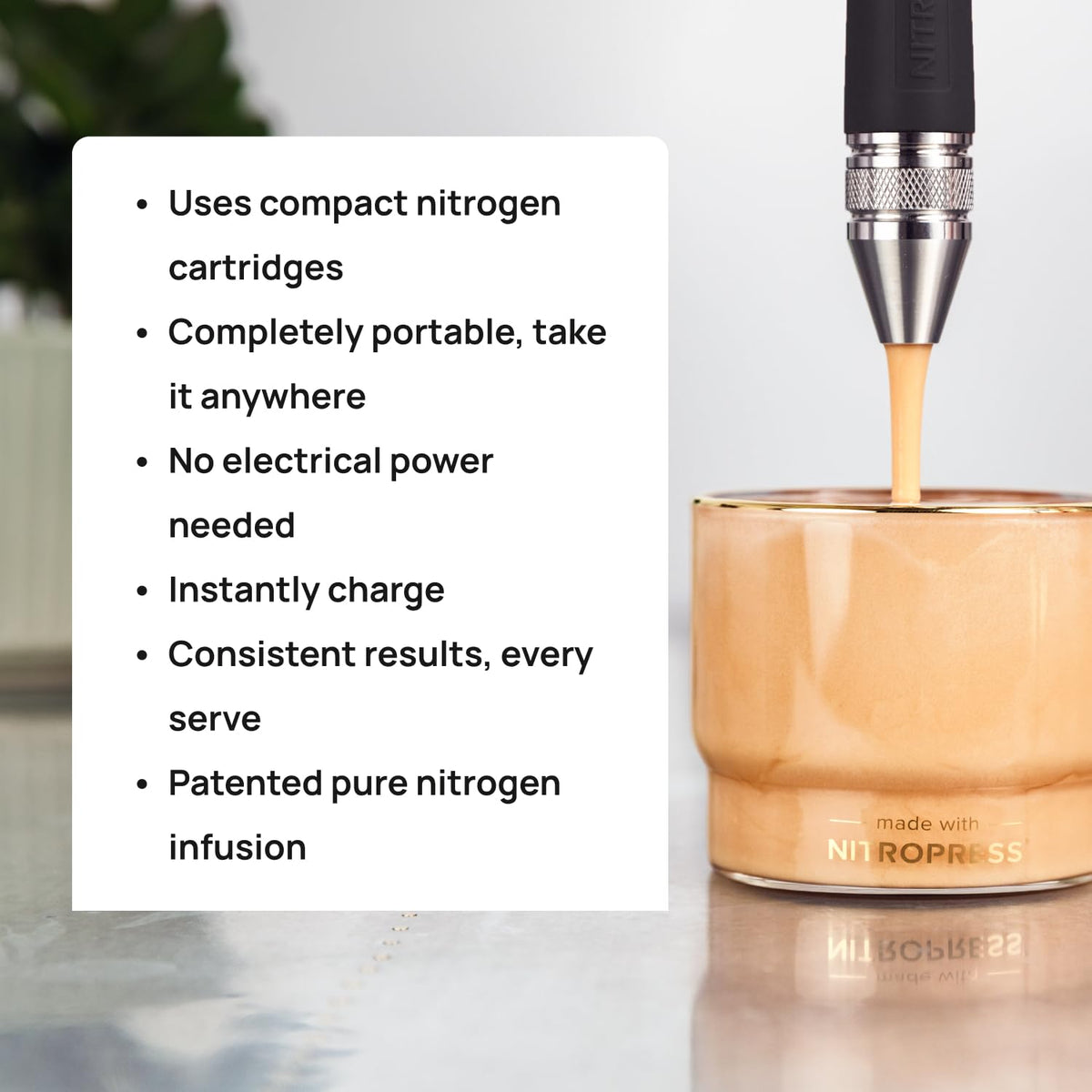 Original NitroPress - Nitro Cold Brew Coffee Maker Kit | Includes 10 Nitrogen Cartridges | Portable