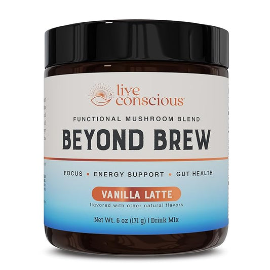Beyond Brew Vanilla Latte Coffee Alternative - Mushroom Complex w/Lion’s Mane, Reishi, Cordyceps &