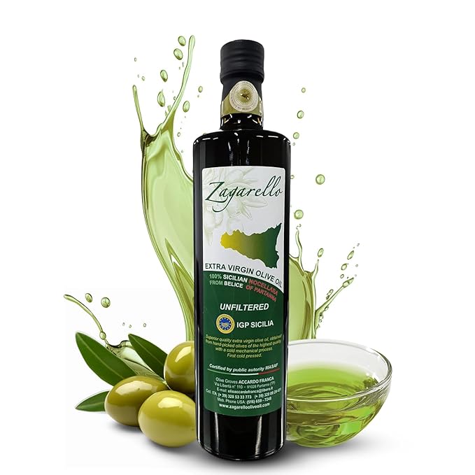 Zagarello 100% Traceable Italian Olive Oil Extra Virgin - 25.4 Fl Oz Unfiltered, Pure, IGP Certified