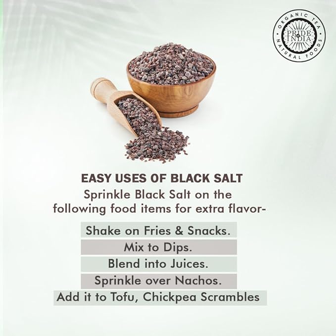 Pride Of India- Himalayan Black Rock Salt, Coarse Grind, (4.4 oz)- Kala Namak, Contains 84+