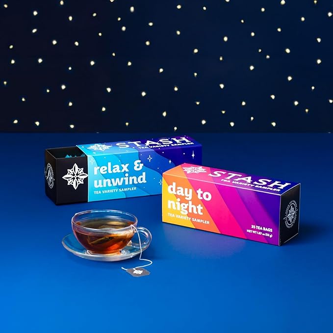 Stash Tea Relax and Unwind Tea Sampler - Assorted Specialty Tea Gift Set, Calming Herbal Teas to