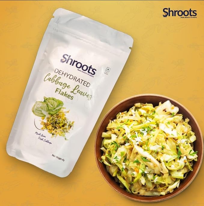 SHROOTS Dehydrated Cabbage Flakes ??Air-Dried, Gluten-Free Dried Cabbage Vegetables with Natural