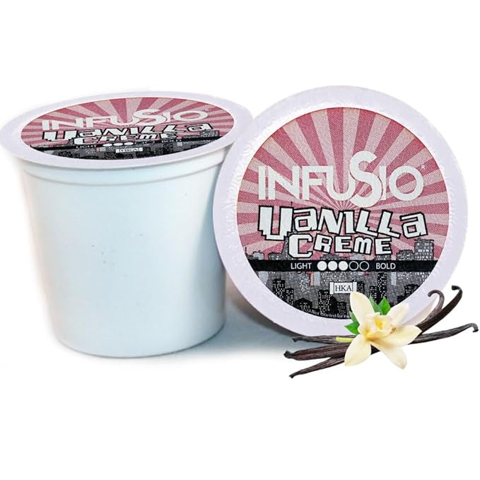 InfuSio Vanilla Cr챔me Medium Roast, 96 Count Pods for Keurig K-Cup Brewers, Compatible with 2.0