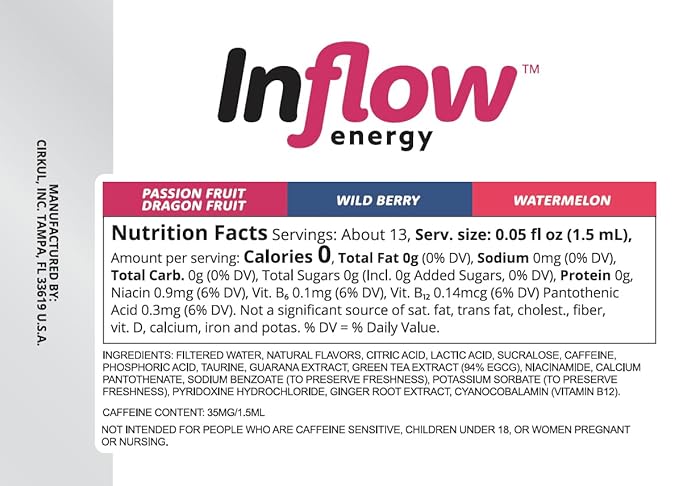 Cirkul Inflow Energy Flavor Cartridge Variety Pack with Caffeine, 6-Pack (2 Passion Fruit Dragon