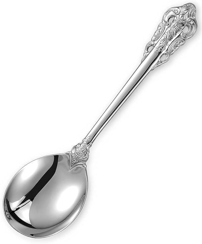 KEAWELL Gorgeous Round Soup Spoon, Set of 4, 18/10 Stainless Steel, Luxury Bouillon Spoon