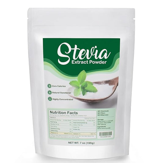 CCnutri Stevia Pure Stevia Powder 7oz(199g), Sweetener Premium Sugar Substitute-No Fillers, No
