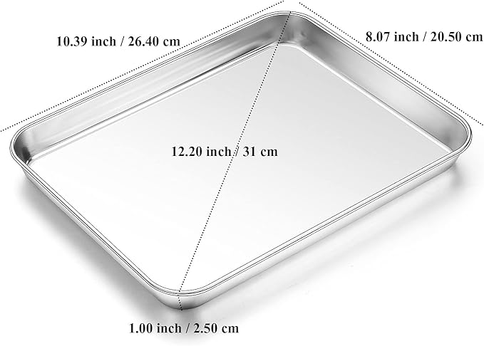 Baking Sheet, Yododo Stainless Steel Baking Pans Tray Cookie Sheet Toaster Oven Tray Pan Cookie