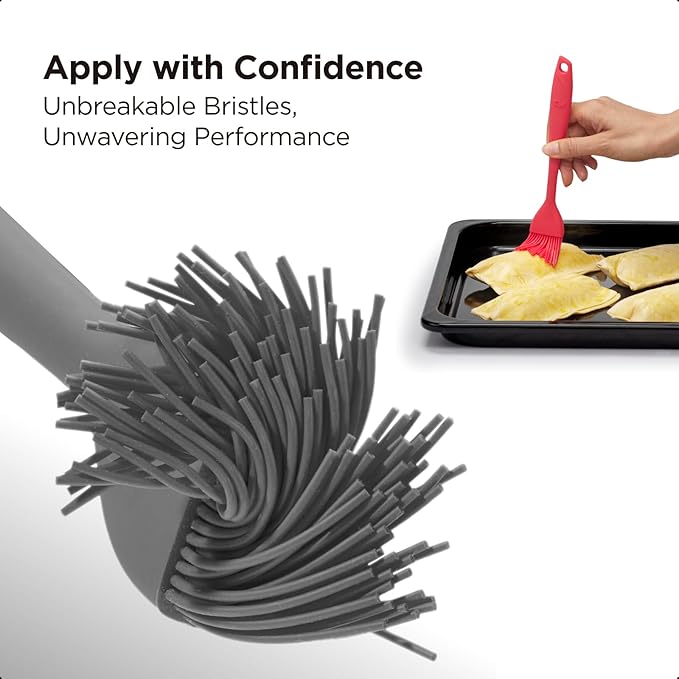 Kitchen Mama WaltzGrip Platinum Silicone Basting Pastry Brush: Set of 2 Heat-Resistant Brushes for