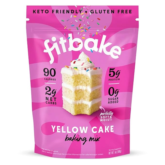 FitBake Yellow Cake Baking Mix | 2g Net Carbs Per Serving | Keto Friendly Low Carb Food | No Added