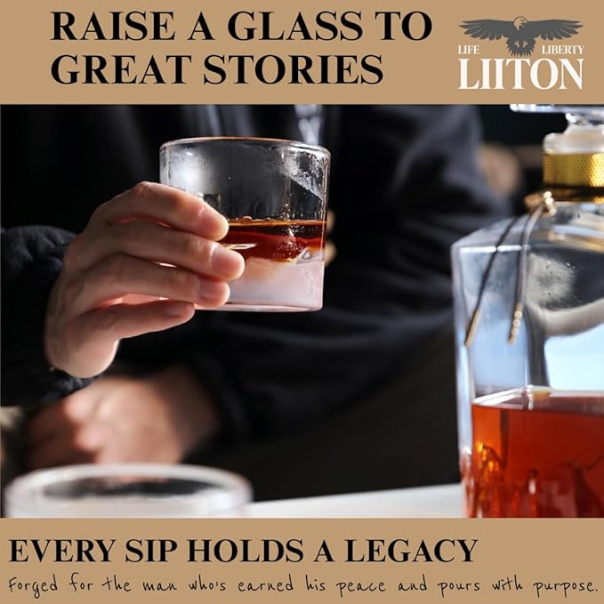 Lake Tahoe Heavy Crystal Whiskey Glasses Gift Set of 2, Thick Freezable Bourbon Glass 1lb Each