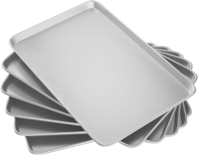 CROSSON 16× 24 Inch Cookie Sheet Pans Set of 6-Baking Tray Jelly Roll Pan Set Commercial Grade