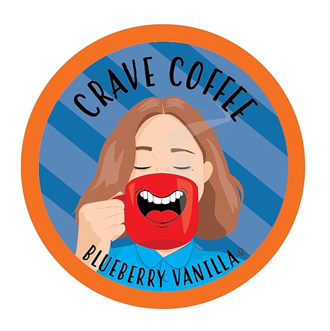 Crave Beverages Flavored Coffee Pods Compatible with Keurig K-Cup Brewers, Blueberry Vanilla, 100