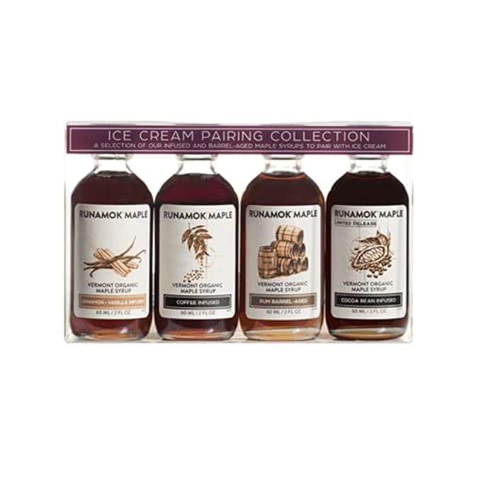 Runamok Organic Vermont Maple Syrup Sampler | Ice Cream Pairing Collection | 2 oz (4 count) | 60mL
