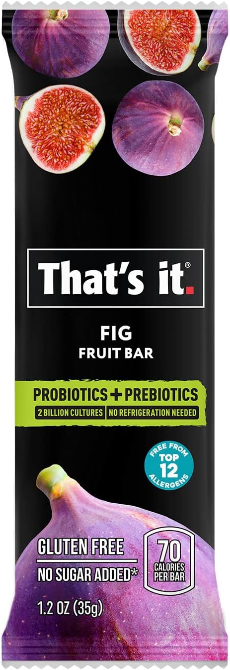 That's it. Fig Probiotic Fruit Bar Pack,. Just Real Fruit + Probiotics, 70 Calories Per Bar, All