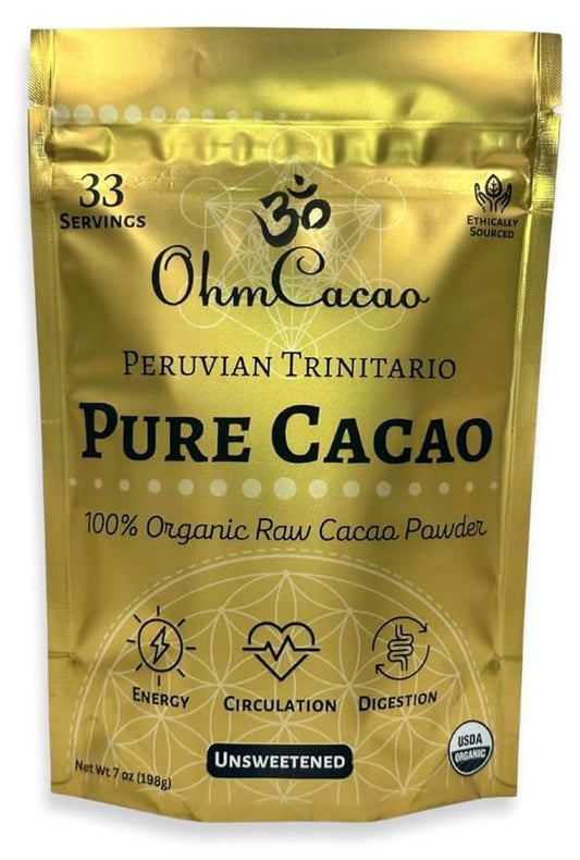 Ohm Raw Cacao Powder Organic Pure Unsweetened | Natural Source of Magnesium & Iron | Organic