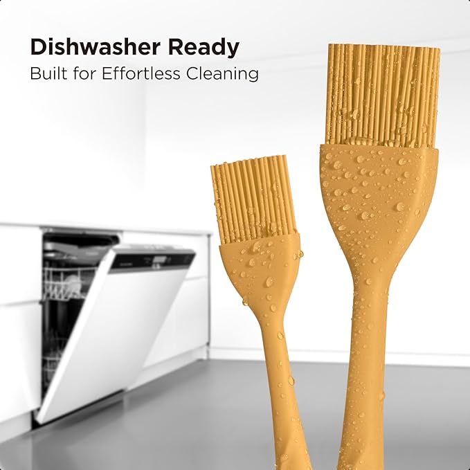 Kitchen Mama WaltzGrip Platinum Silicone Basting Pastry Brush: Set of 2 Heat-Resistant Brushes
