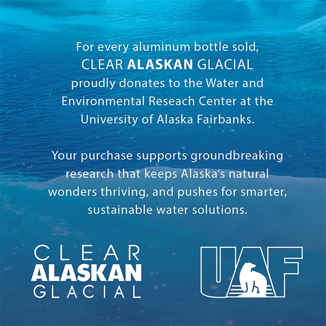 Clear Alaskan Fresh Glacier Water, Naturally Alkaline - Bottled in Aluminum with No Plastic | 16 Fl