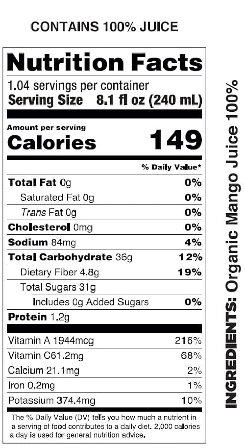 Pomona Organic Juices Pure Mango Juice, 8.4 Ounce Bottle (Pack of 12), Cold Pressed Organic Juice