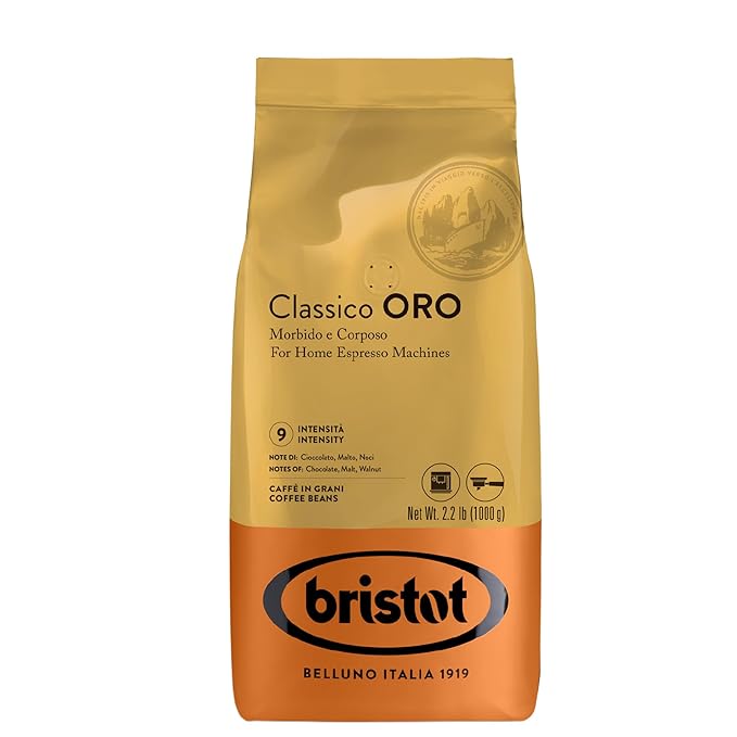 Bristot Classico Oro Italian Espresso Beans | Italian Imported Coffee Beans Whole | Medium Roast |