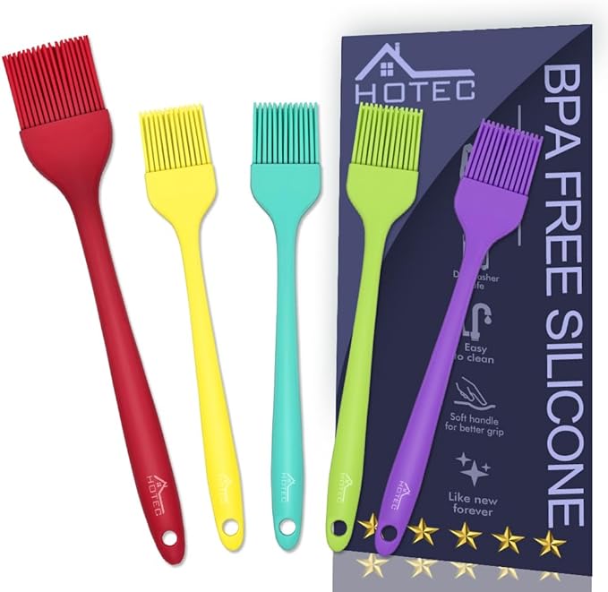 HOTEC 600℉ Heat Resistant BPA Free Silicone Marinading Meat Grill Basting Pastry Brush for Oil