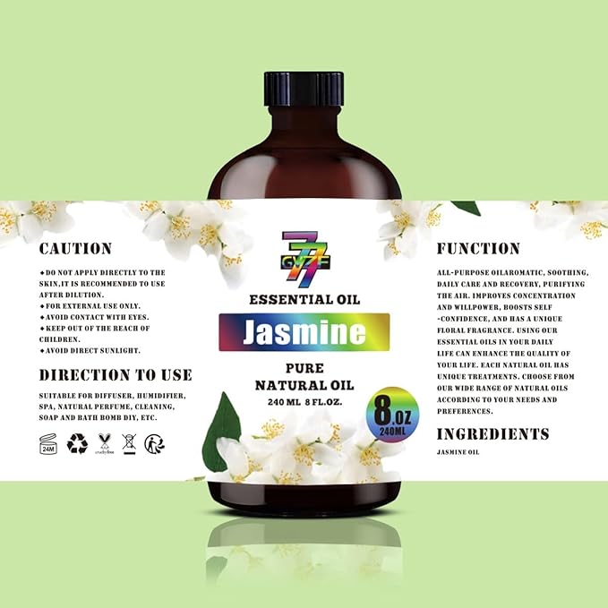 Jasmine Essential Oil (8 oz / 240 ml) ??Jasmine Oils for diffusers, humidifiers, Home Baths