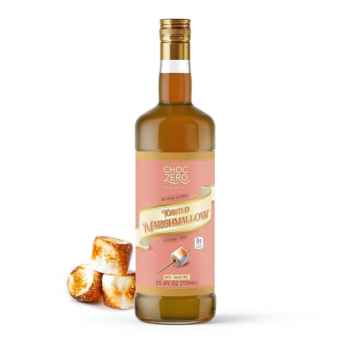 ChocZero Sugar Free Coffee Syrup, Toasted Marshmallow Flavor, No Sugar Alcohol Simple Syrup Drink