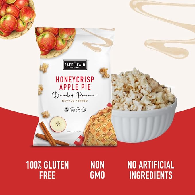 Safe + Fair Plant-Based Gourmet Apple Pie Flavored Popcorn - Honeycrisp Apple Pie Drizzled Kettle