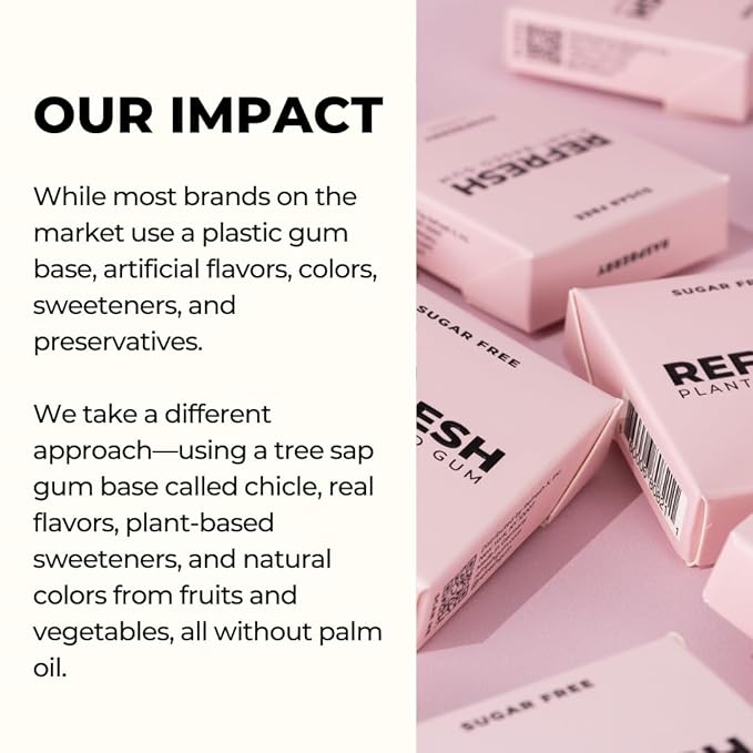 Refresh Gum, Xylitol, Natural, Sugar Free, Long Lasting, Plastic Free, Natural Flavors & Organic